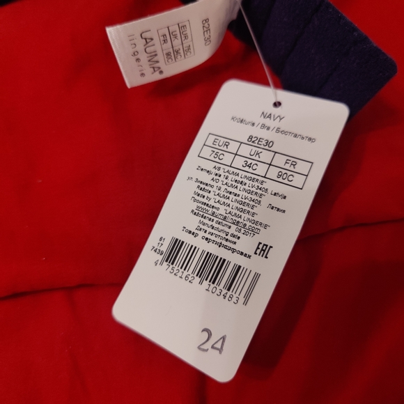 Lauma Lingerie striped balconette bra - sailor themed! CUTE! - NWT - 34C - Picture 3 of 5